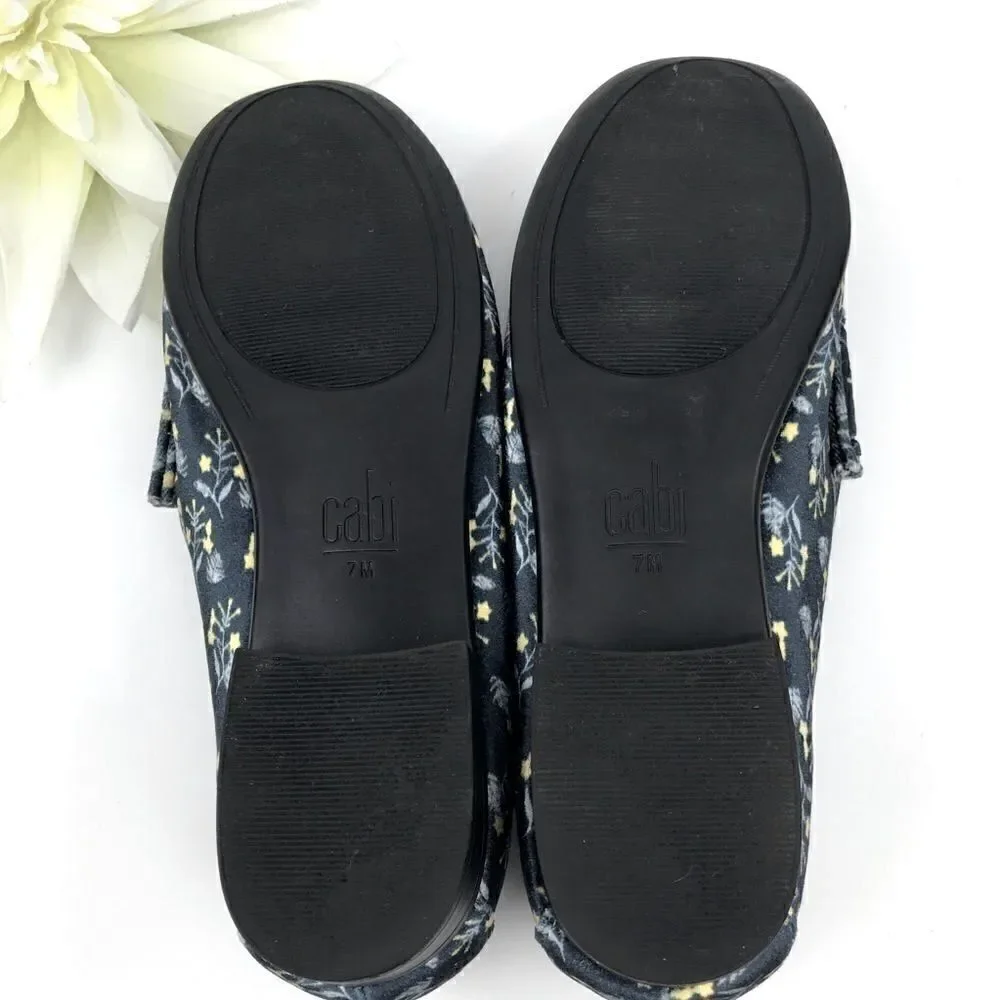 Cabi Carnaby Blue Velvet Floral Slip On Penny Loafer